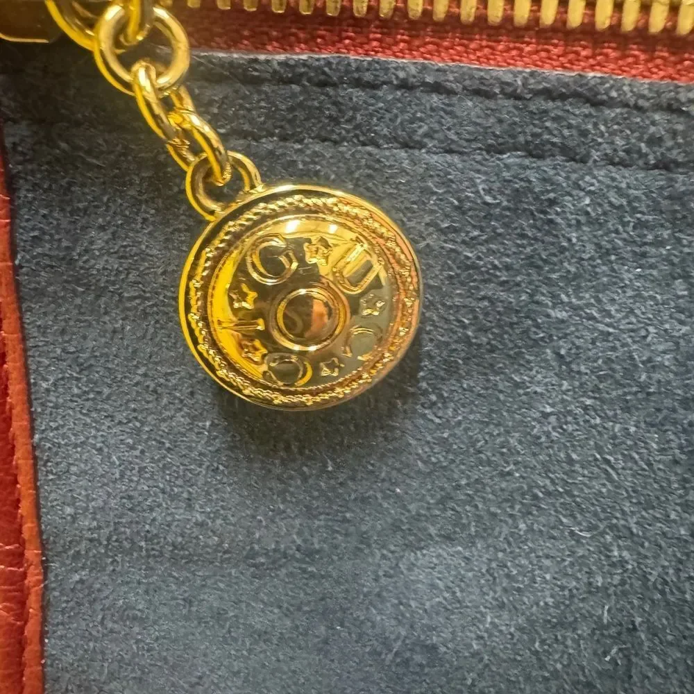 GUCCI Navy Blue Suede & Red Leather Trim Large Sylvie Web Rajah Tote Bag - Picture 13 of 16